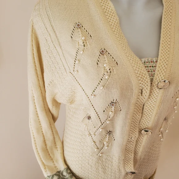 Vintage Pearl & Braid Embroidered Cardigan - Picture 6 of 12